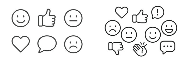 Fototapeta premium Emotion symbols represent feelings and reactions in a simple graphic design for effective communication