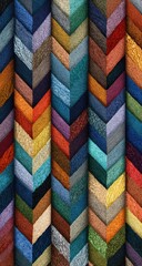 Vertical chevron pattern of colorful fabric swatches