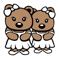 2 Bears Wedding Bride Couple Girls Marriage Friends Wife Princess Lady Women
