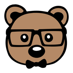 Bear Nerd Teddy Geek Smart Intelligent Horn-Rimmed Glasses