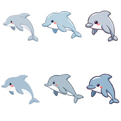 Cute Dolphin Set - Simple & Iconic Vectors 