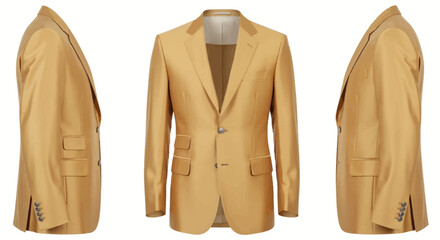 golden blazer isolated on a white background, represents timeless fashion and professional apparel
