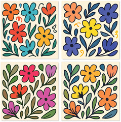Vibrant Floral Pattern Collection for Digital Art and Decor, A vibrant collection of modern floral designs for various creative projects.