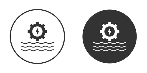 Hydraulic energy icon in black round