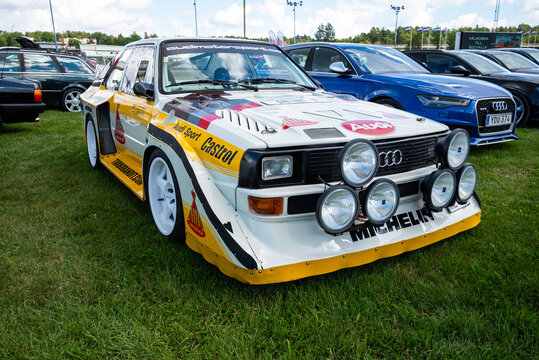 Stockholm, Sweden - August 2, 2025: Audi Sport Quattro S1 E2, legendary rally winner car, seen at Stockholm Car Meet