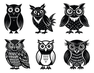 Mysterious Owl Sitting on Gravestone Halloween Silhouette

