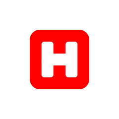 Obraz premium Hospital symbol icon. Bold H vector. Medical sign shape. Emergency red graphic. EPS 10.