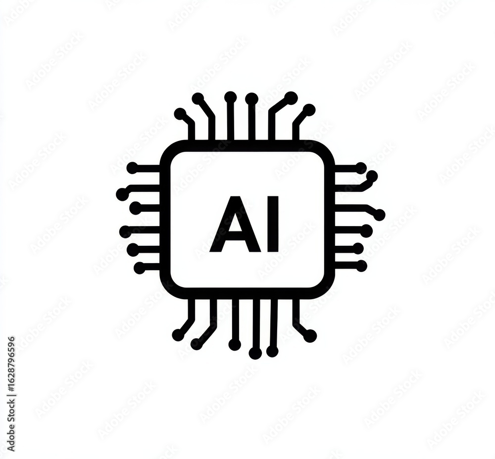 Wall mural simple vector logo of an ai chip featuring circuit design and minimalist style for technology concep