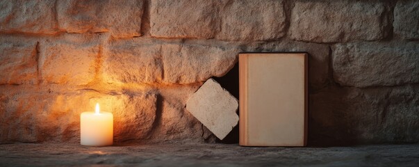 Candlelit Stone Book, Warmth and Stillness, Reading, Cozy