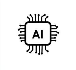 Simple vector logo of an AI chip featuring circuit design and minimalist style for technology concepts.