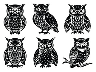 Angry Halloween Owl with Sharp Eyes Silhouette

