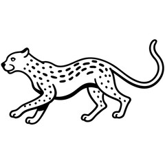 Fototapeta premium Stylized cheetah running silhouette isolated on white background