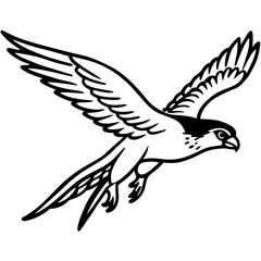 Obraz premium Stylized falcon in flight isolated on white background