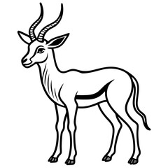 Obraz premium Stylized black and white antelope or gazelle illustration isolated on white background