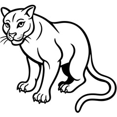 Fototapeta premium Stylized black and white cougar illustration isolated on white background