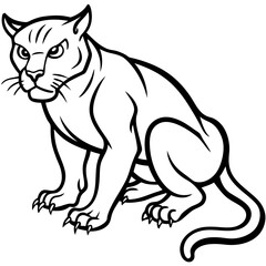 Obraz premium Stylized panther sitting and looking fierce isolated on white background