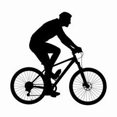 Fototapeta premium Bicyclist Silhouette in Motion on a Mountain Bike