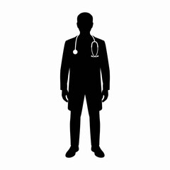 Doctor Silhouette with Stethoscope Icon