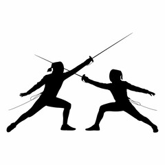 Fencing Duel Silhouette Illustration