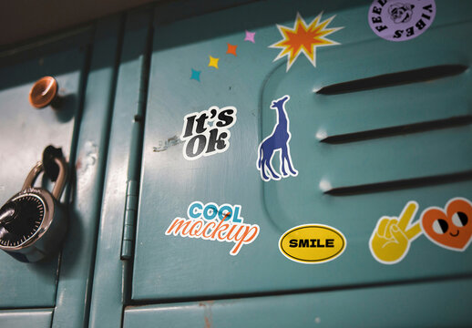 Locker Door Stickers Mockup