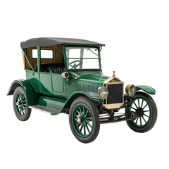vintage green model T car, isolated PNG transparent background