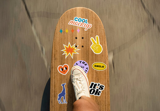 Longboard Stickers Mockup