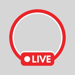 Icon of live video streaming, badge of live video streaming. Streamkng red circle frame, live streaming web Symbol, 