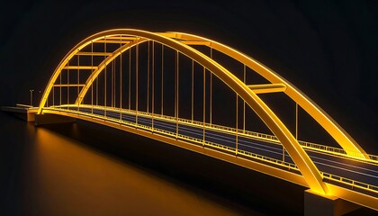 Obraz premium Illuminated Arch Bridge at Night with Golden Glow