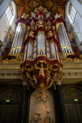 Muller organ in the Church of Saint Bavo Grote Kerk, Reformed Protestant church in Haarlem,...