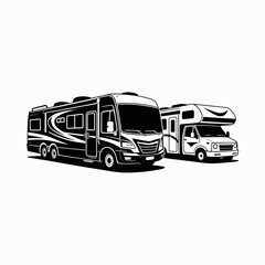 Recreational Vehicles Illustration in Black and White