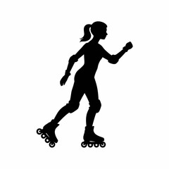 Obraz premium Roller Skating Silhouette of a Young Woman