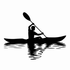 Silhouette of a Kayaker on Calm Water