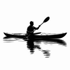 Silhouette of a Kayaker on Calm Water