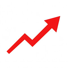 red arrow graph cutout, upward red arrow