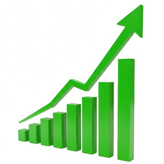 green upward graph cutout, upward arrow, success graph, green chart, transparent graph, rising graph