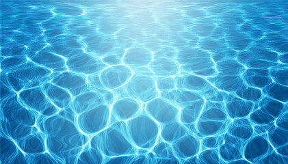 Obraz premium Realistic top-down view of bright blue ocean water with light reflections and wavy textures, perfect for summer, vacation, or aquatic-themed designs.