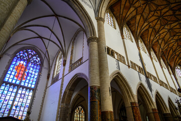Interior of the Church of Saint Bavo Grote Kerk, Reformed Protestant church in Haarlem, Netherlands