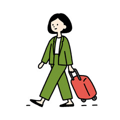 スーツケースを持った女性