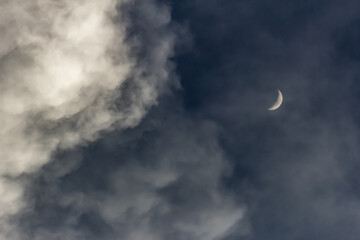 beautiful sky and clouds and moon