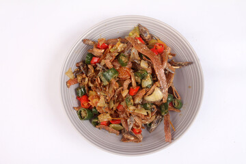 stir fry salt fish, asian food