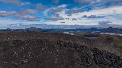 Volcanic Landscape with Rivers and Mountains in Iceland