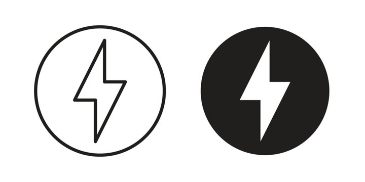 Thunder bolt icon vector Art Illustrations set.