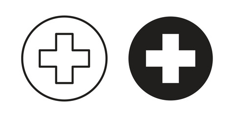 Plus icon vector Art Illustrations set.