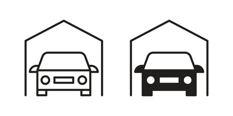 Garage car icon vector Art Illustrations set.
