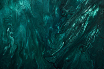 Fluid Art. Liquid Velvet Jade green abstract drips and wave. Marble effect background or texture