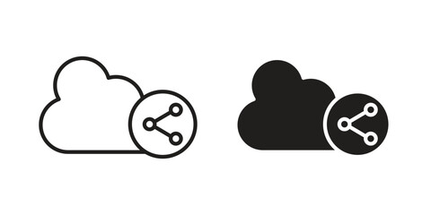 Cloud share icon vector Art Illustrations set.