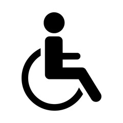 Vector illustration of wheelchair symbol isolated on white background representing accessibility