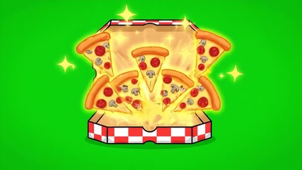 Animated Pizza Box on Green Screen: Ready for Delivery and Customization