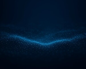 Futuristic glowing blue data wave of digital particles on a dark background for technology and AI visuals