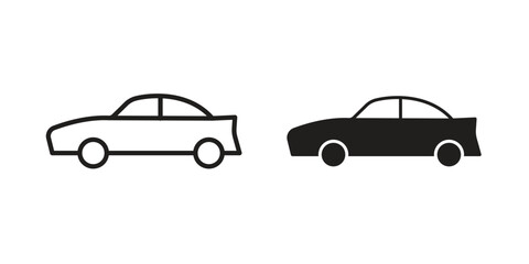Car side view icon vector Art Illustrations set.